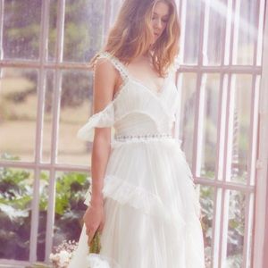 NEEDLE & THREAD DEGAS TULLE LAYERED GOWN, IVORY